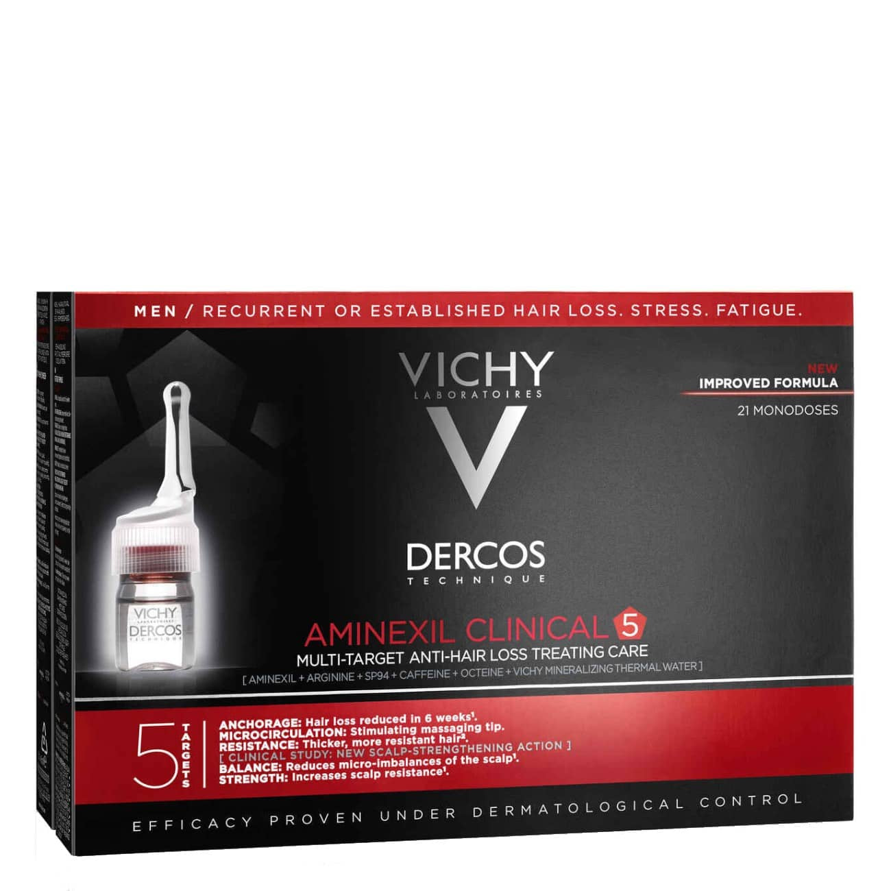 Vichy Dercos Aminexil Clinical 5 Men Anti-Hair Loss Ampolas 6ml x21