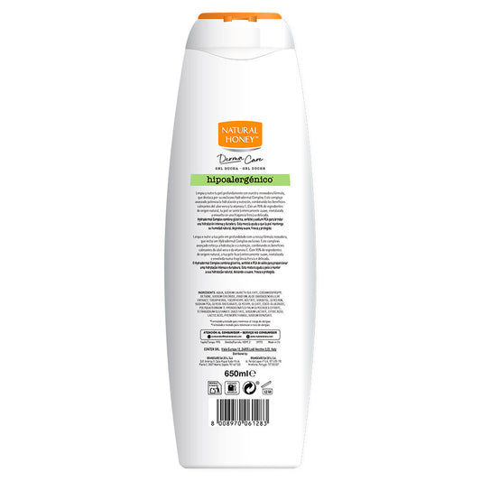 Natural Honey Gel de banho hipoalergênico derma care 650 ml