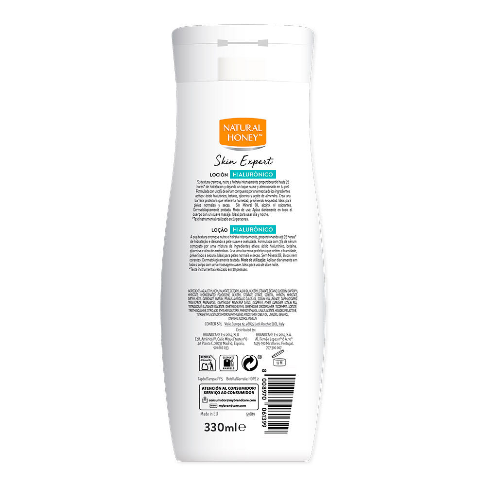 Natural Honey Loção hialurônica skin expert 330 ml