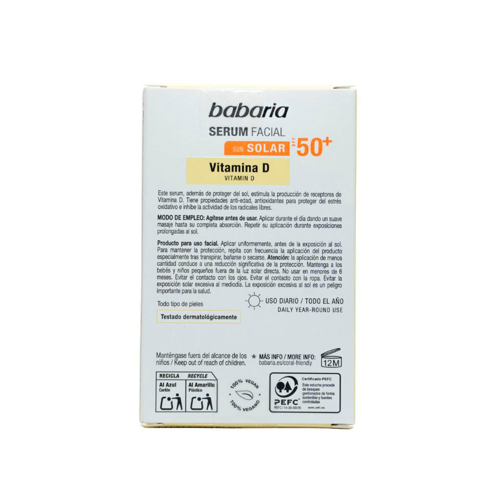 Babaria Sérum facial com vitamina d fps 50+ 30 ml