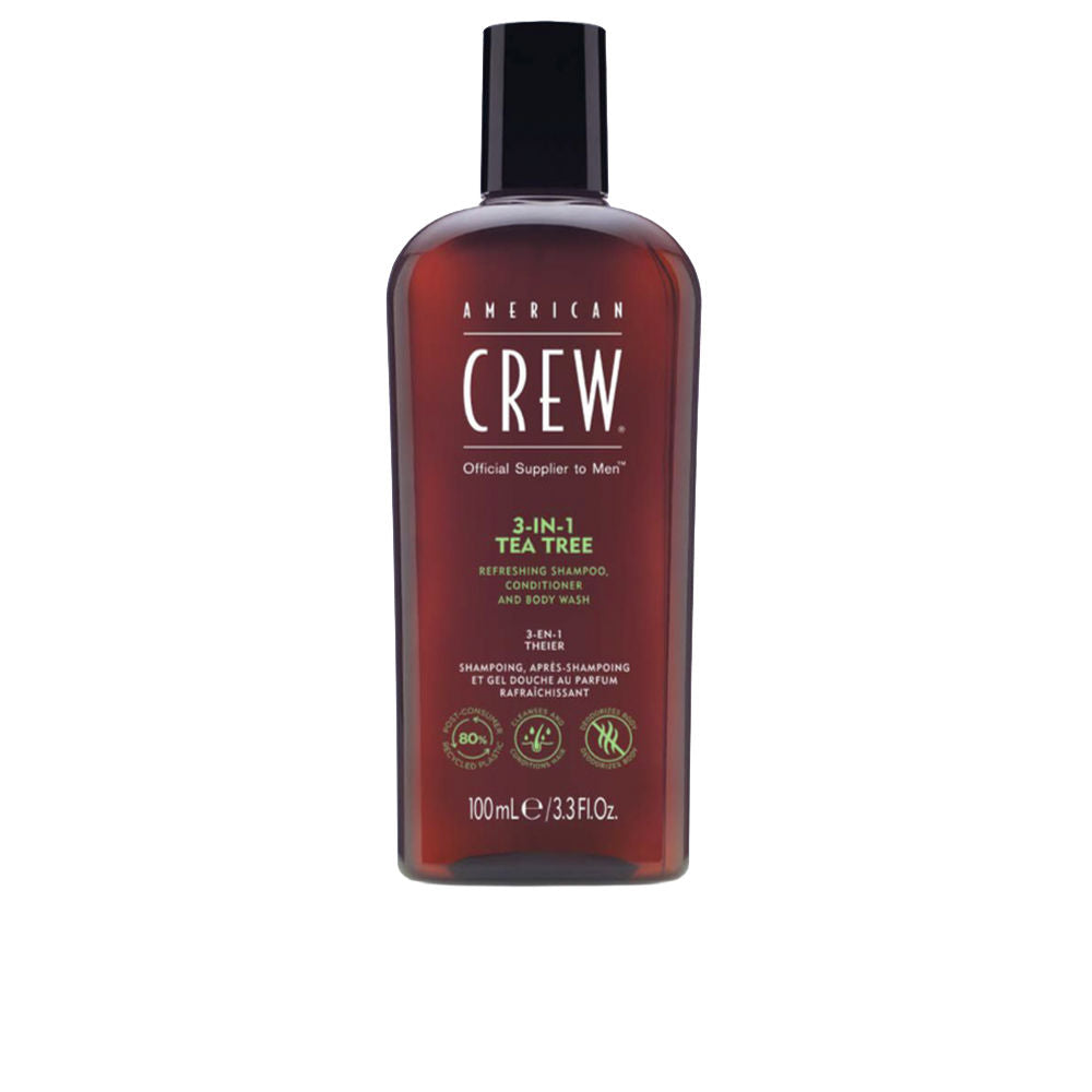 American Crew Shampoo, condicionador e sabonete líquido 3 em 1 com óleo de melaleuca (100 ml)