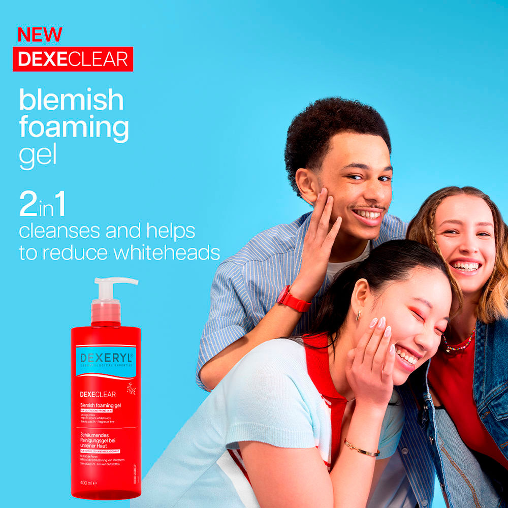 Dexeryl Dexeclear gel de limpeza antiacne, embalagem com 2 x 400 ml