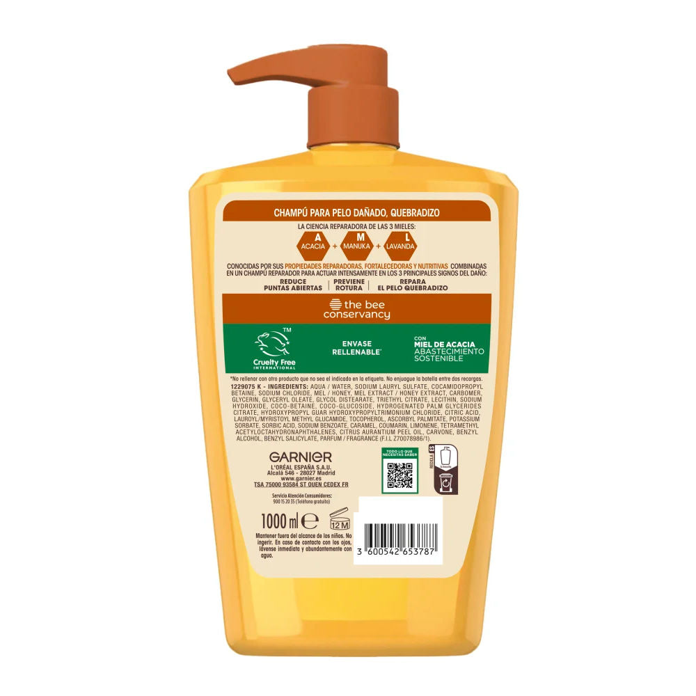 Garnier Xampu remédios tesouros originais de mel 1000 ml