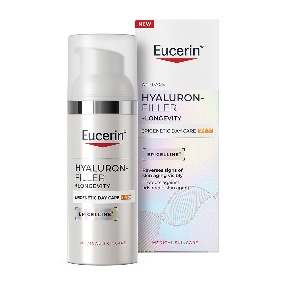 Eucerin Hyaluron-Filler + Longevity - Creme de Dia Antienvelhecimento Epigenético com FPS 30, 50 ml