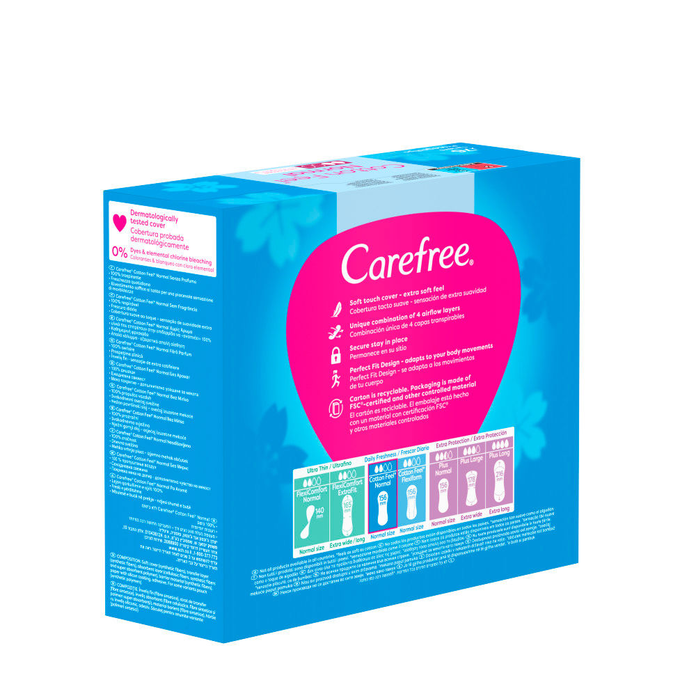 Carefree Protetor sem fragrância carefree cotton 76 u