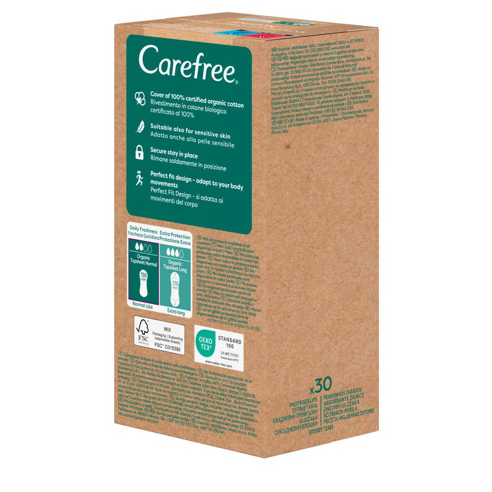 Carefree Algodão orgânico normal 30 u