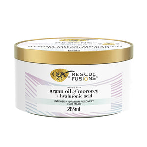 Ogx Rescue Fusions Máscara Capilar Hidratação Intensa Óleo de Argan de Marrocos + Ácido Hialurónico 285ml