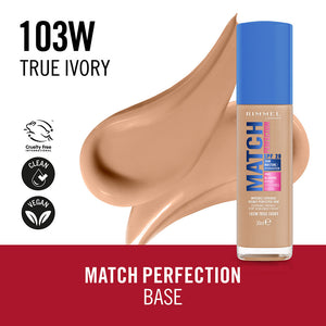 Rimmel London Base match perfection nº 103 - bege verdadeiro 30 ml