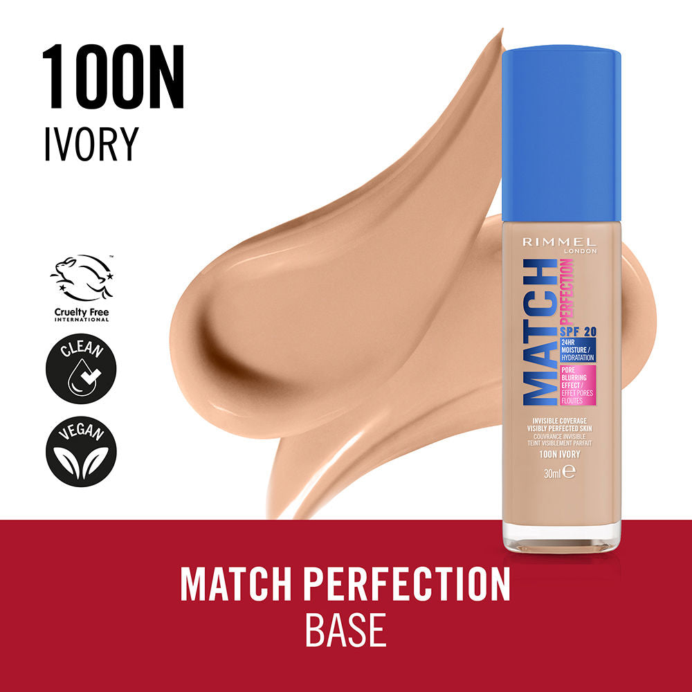 Rimmel London Base match perfection nº 100 - marfim 30 ml
