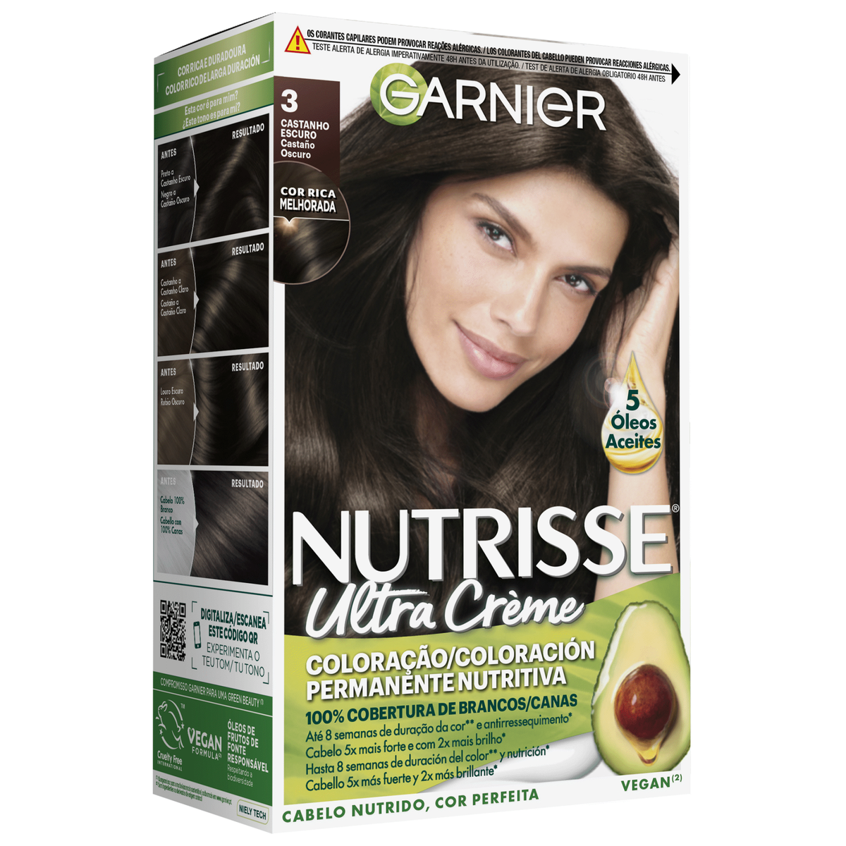 Garnier Nutrisse Coloração Permanente 3 Castanho Escuro 1 un