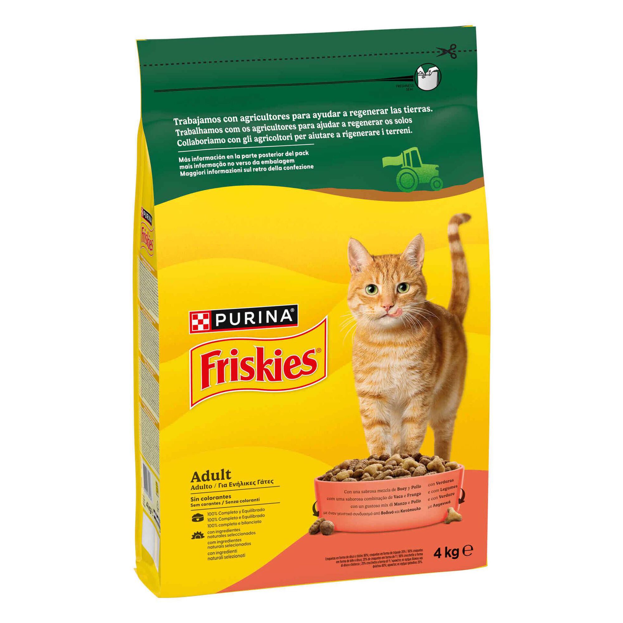 Purina Friskies Ração Seca para Gato Adulto Vaca, Frango e Legumes 4 kg
