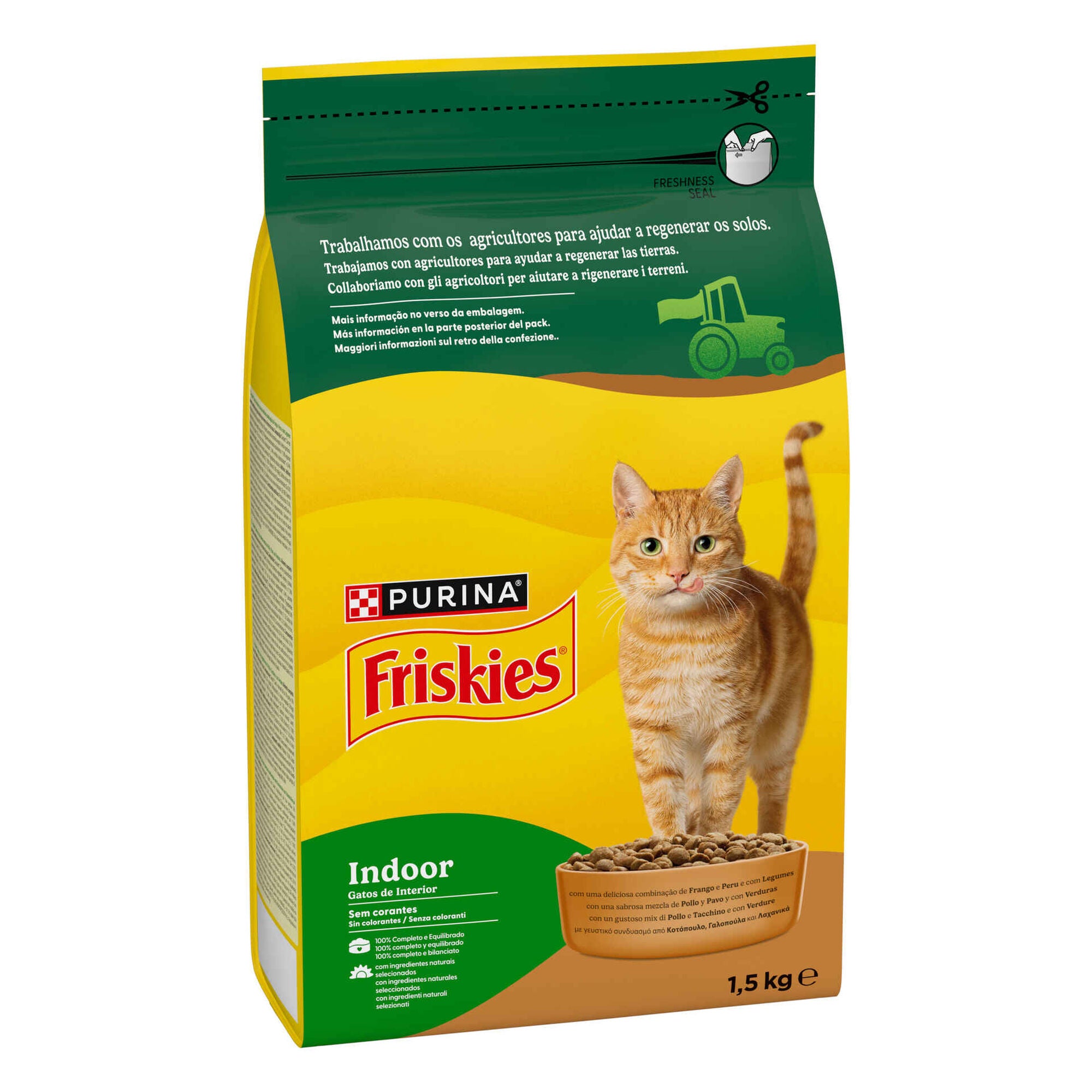 Purina Friskies Ração para Gato Adulto de Interior Frango, Peru e Legumes 1,5 kg