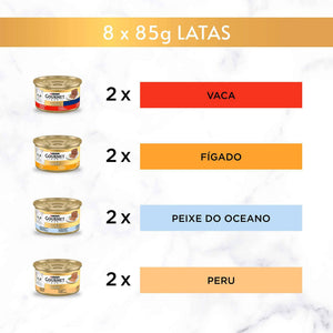 Purina Gourmet Gold Seleção de Mousses para Gato Adulto 8x85 g