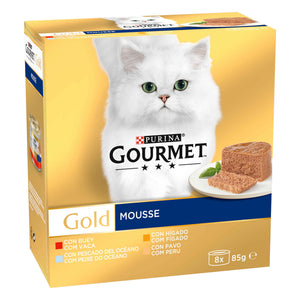 Purina Gourmet Gold Seleção de Mousses para Gato Adulto 8x85 g
