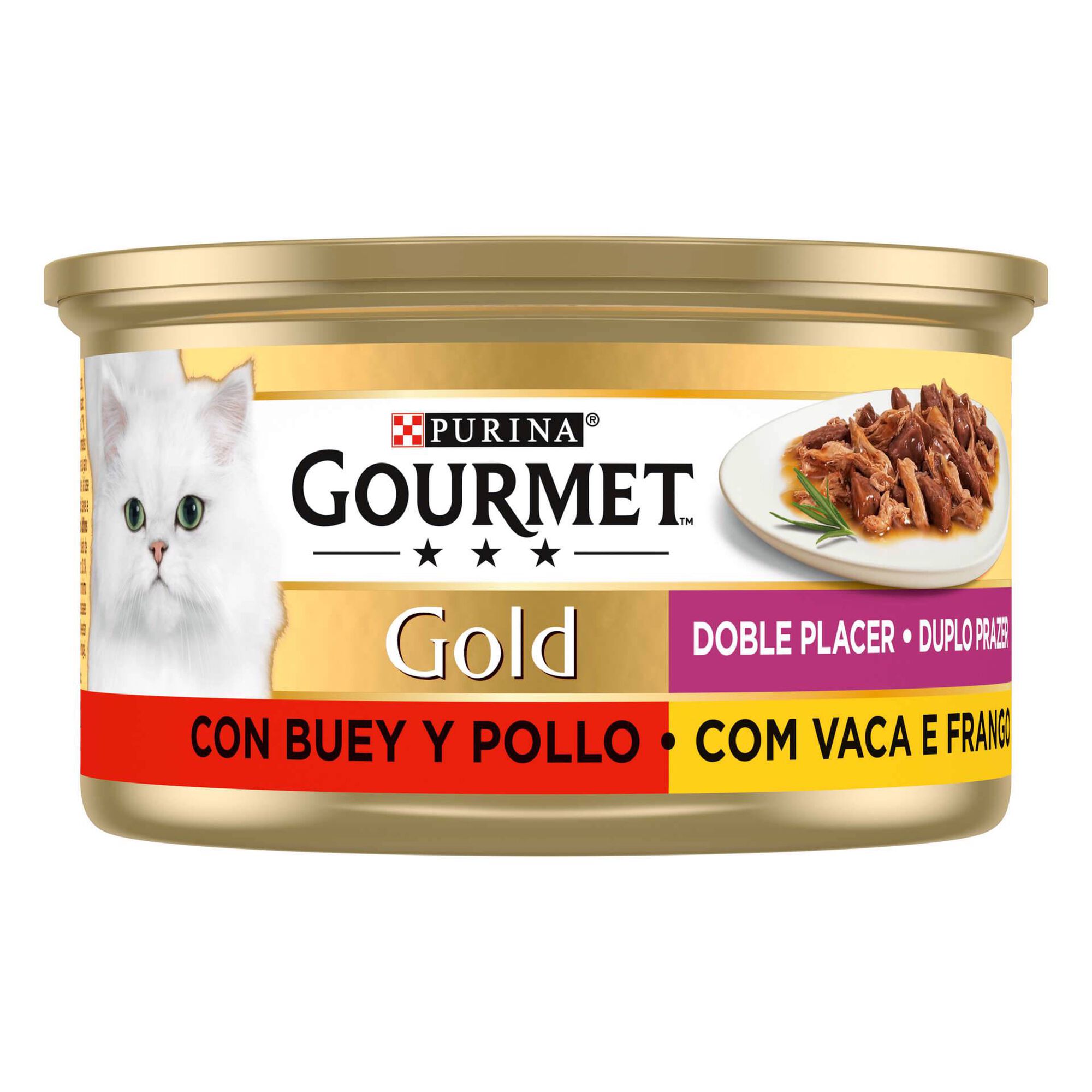 Purina Gourmet Gold Duplo Prazer Gato Vaca e Frango 85 g
