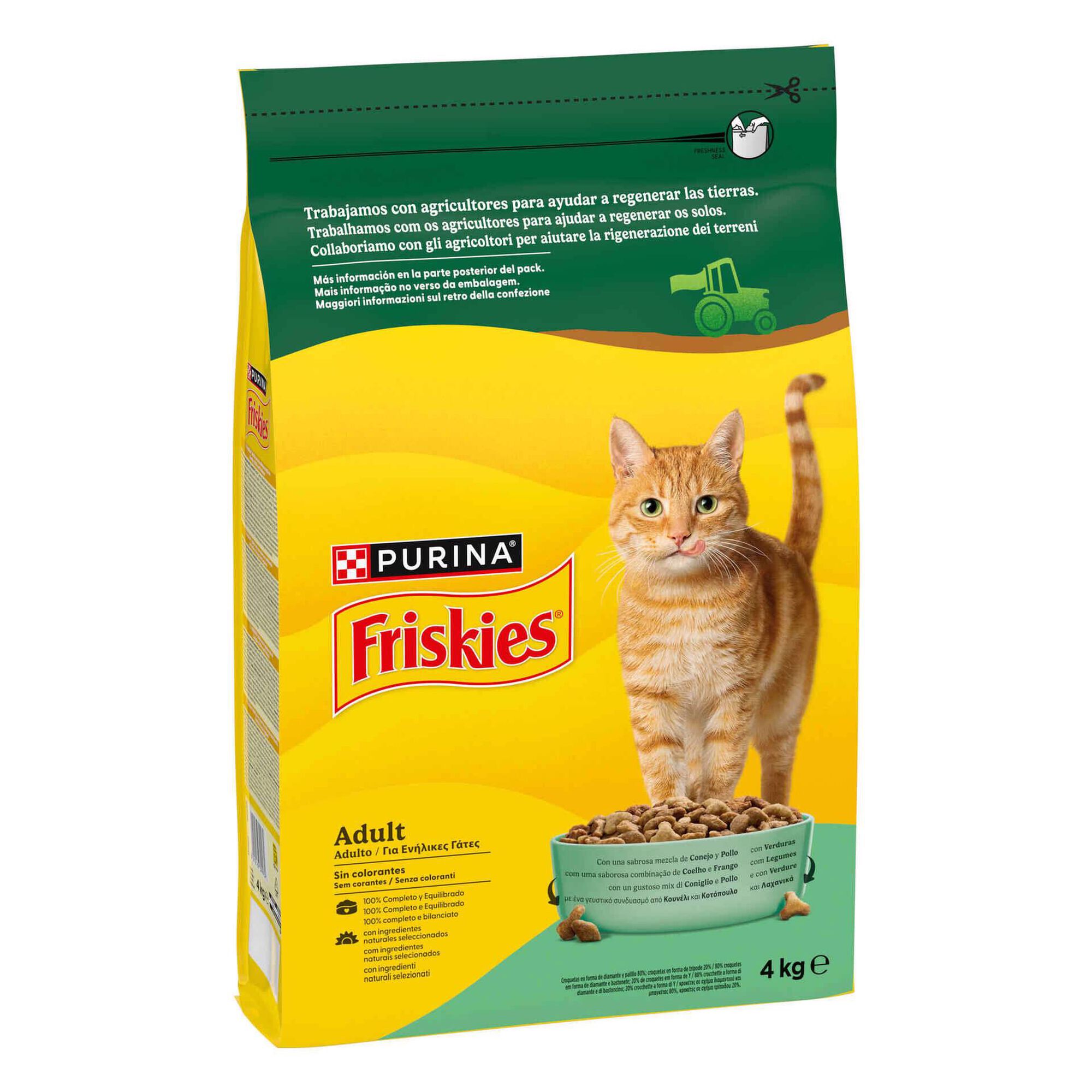 Ração Purina Friskies para Gato Adulto, Coelho, Frango e Legumes 4 kg