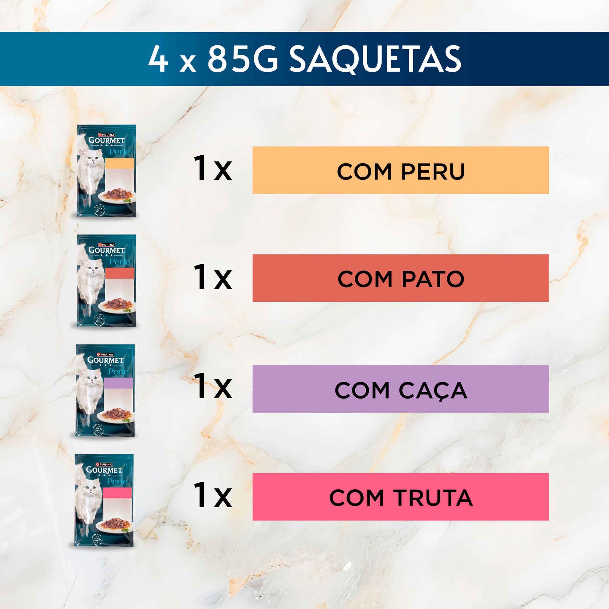 Purina Gourmet Perle Finos Pedaços em Gelatina Gato Adulto, Saquetas 4x85 g