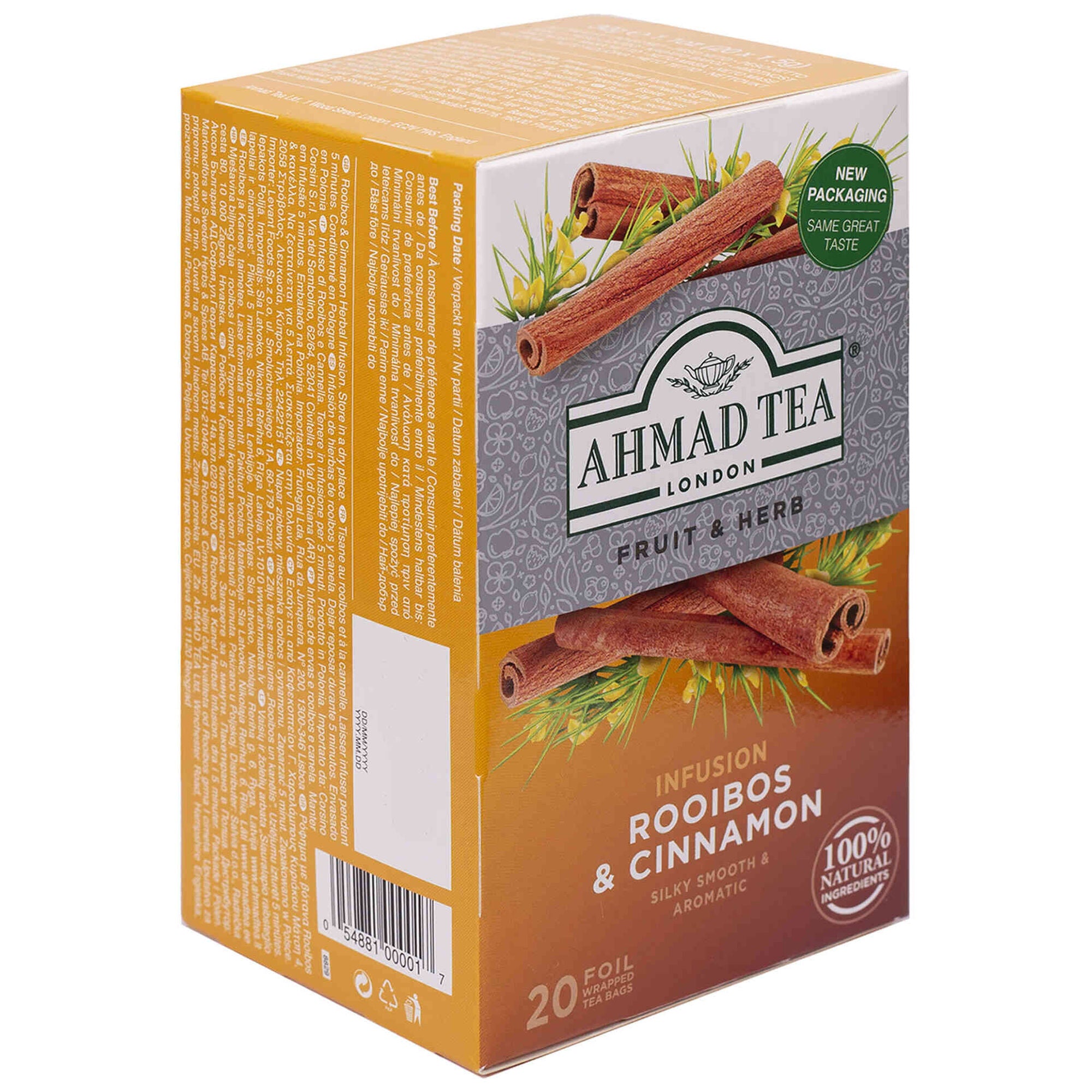Ahmad Infusão Rooibos e Canela Saquetas 20 un