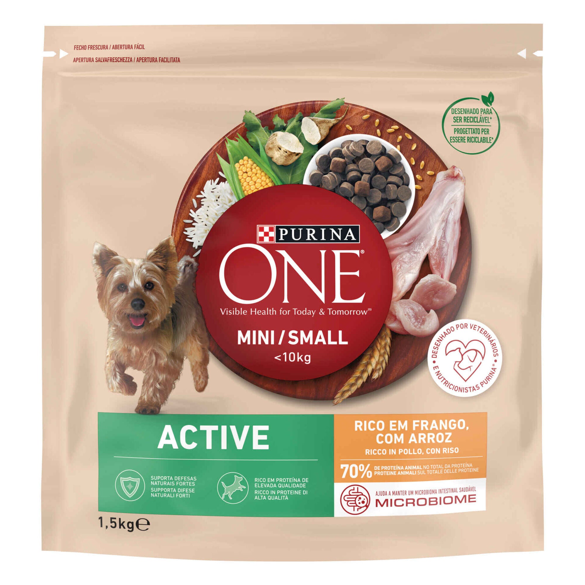 Purina ONE Mini Active Ração Cão Adulto Frango e Arroz 1,5 kg