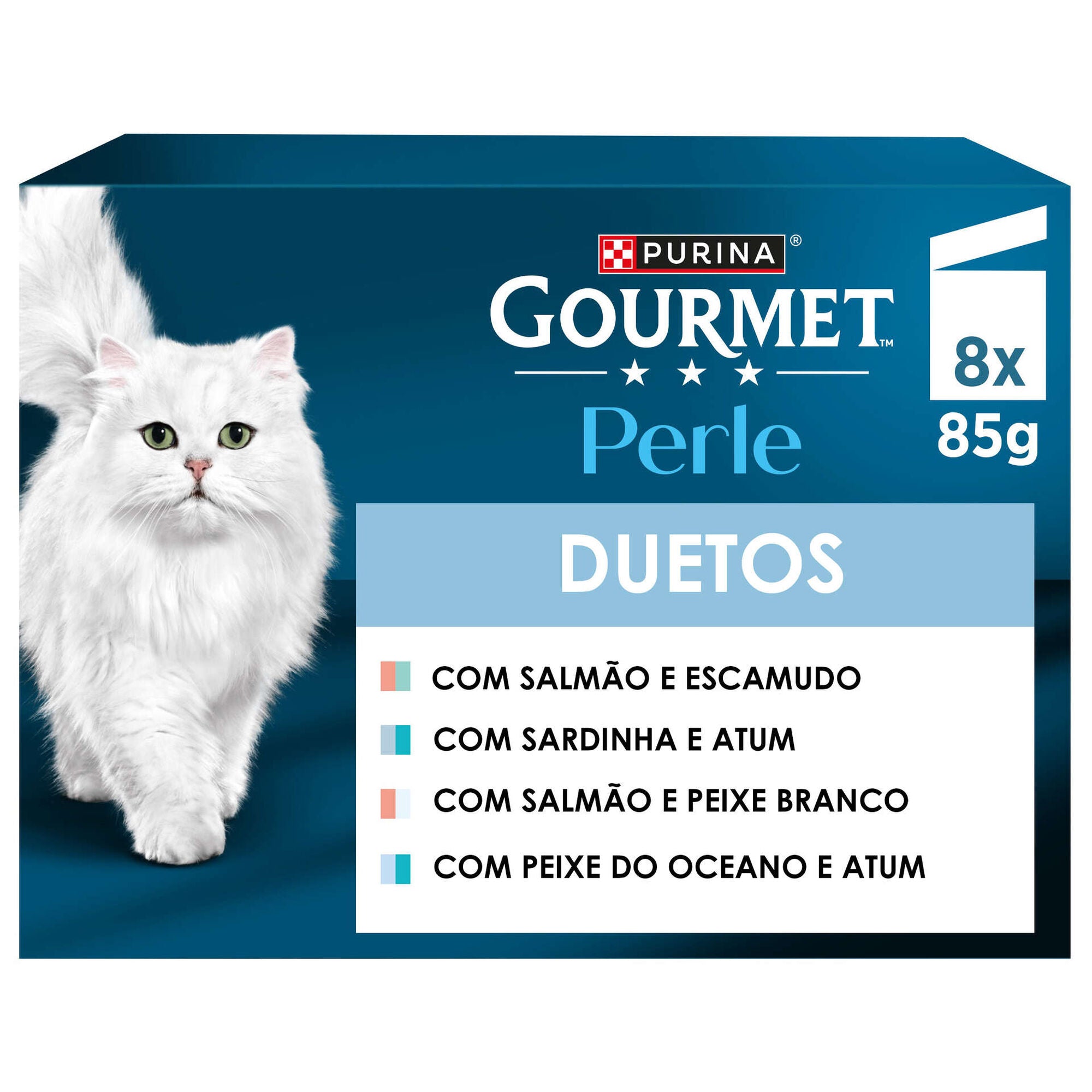 Purina Gourmet Perle Duetos para Gato Adulto, Finos Pedaços em Molho 8x85 g