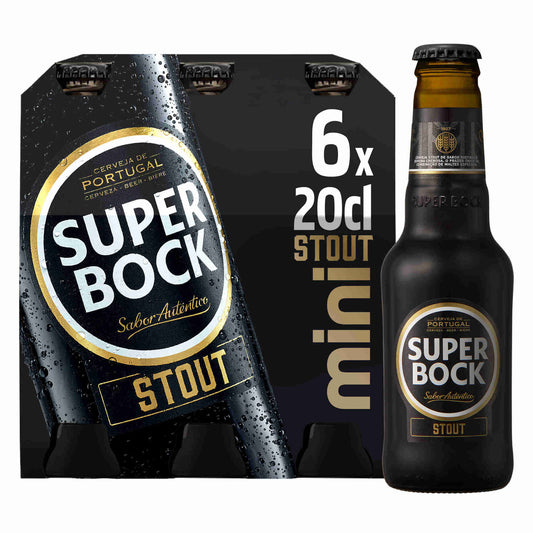 Super Bock Cerveja Stout Mini Garrafa TP 20 cl - Pack 6 x 20 cl