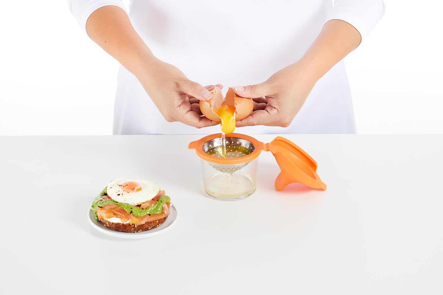 HKH Escalfador de Ovos em Silicone e Aço Inoxidável - Laranja