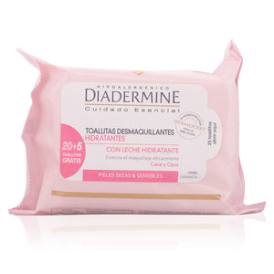 Diadermine Lenços removedores de maquilhagem peles hidratantes sensíveis e secas 25 u
