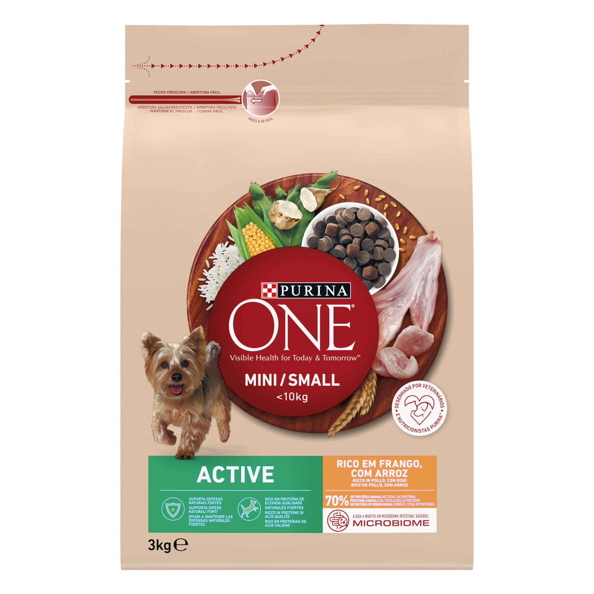 Ração Purina ONE MINI/SMALL Active Frango e Arroz 3 kg