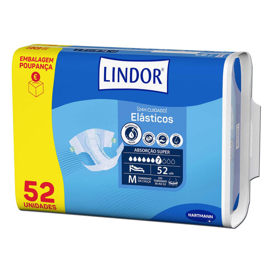 Lindor Fraldas para Adultos Tamanho Médio Elásticos Air Dry Dermo 52 un