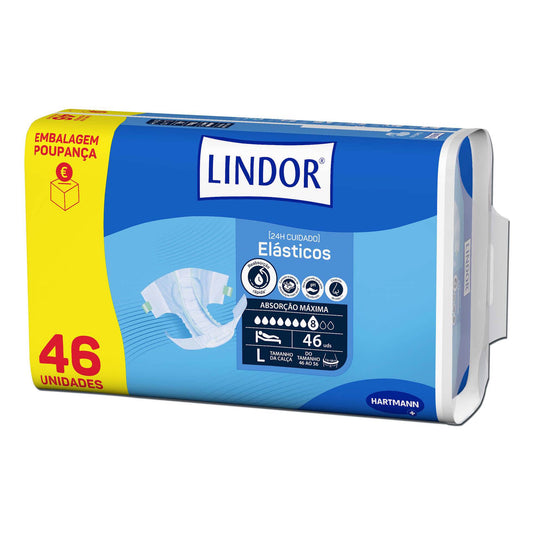Lindor Fraldas para Adultos Tamanho Grande Elásticos Air Dry Dermo 46 un