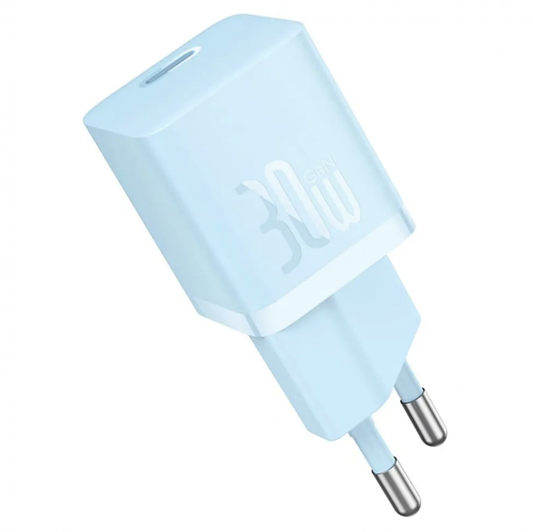 Baseus Carregador Baseus GAN5 Fast Charger (Mini) 1C 30W EU Galaxy Blue