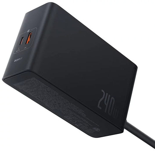 Baseus Carregador Digital Gan Intelligent Desktop Fast Charger 3C+U+DC 240W EU Preto