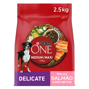 Purina One Ração Cão Adulto Médio/Maxi Salmão e Arroz Delicate 2,5 kg