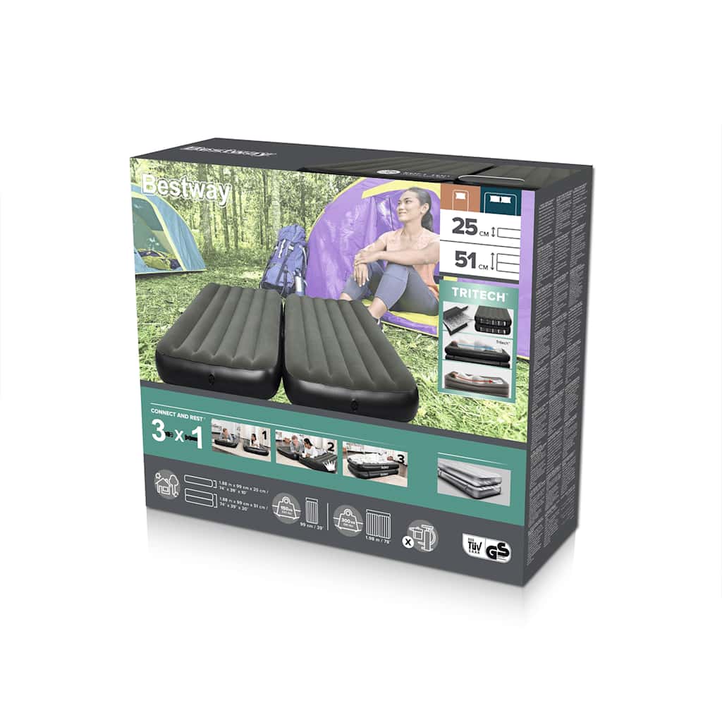 Bestway Colchão Insuflável 3 em 1 - Preto e Cinzento