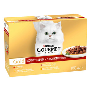Purina Gourmet Gold Pedacinhos em Molho Seleção Sabores 12x85 g