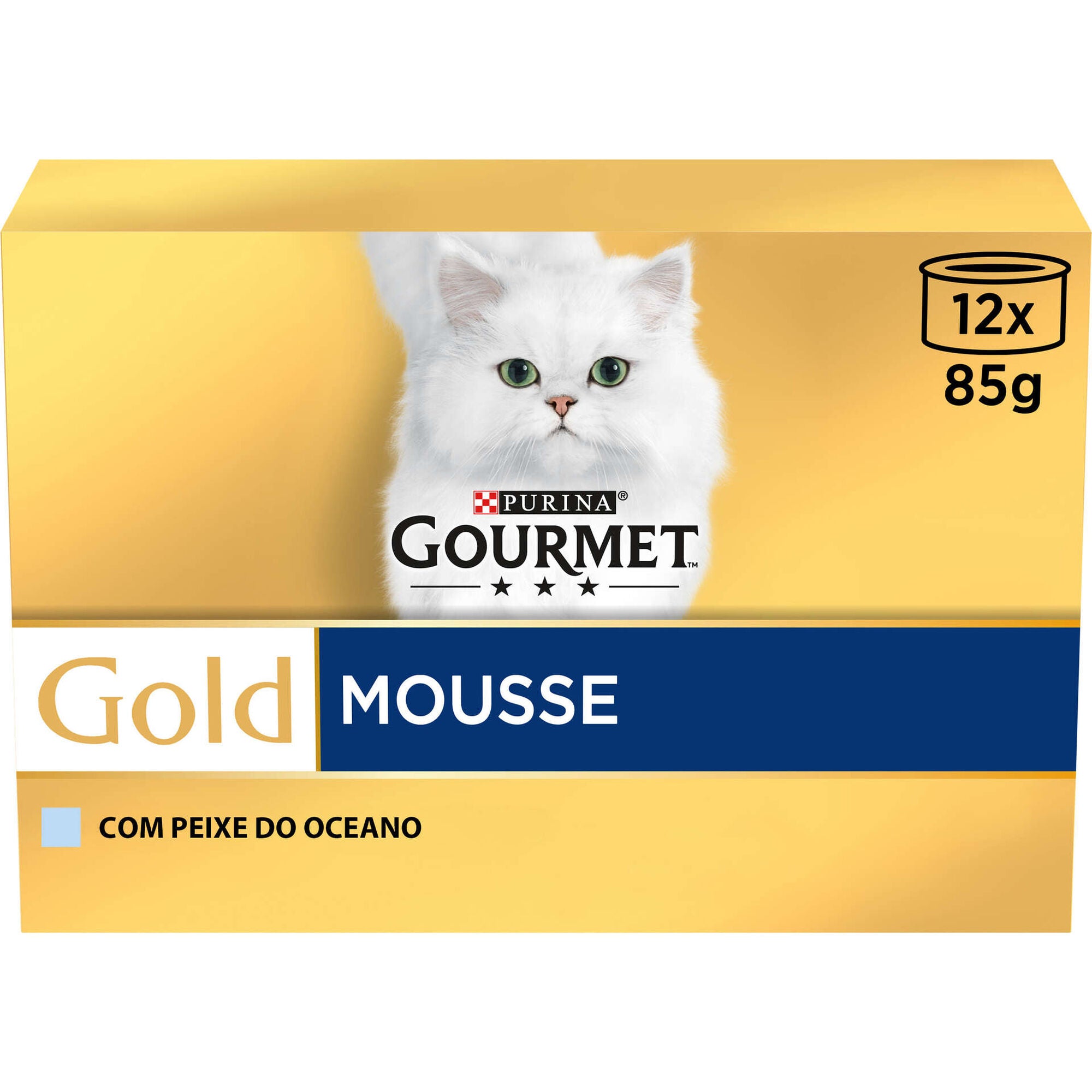 Purina Gourmet Gold Mousse Gato Adulto Peixe do Oceano 12x85 g
