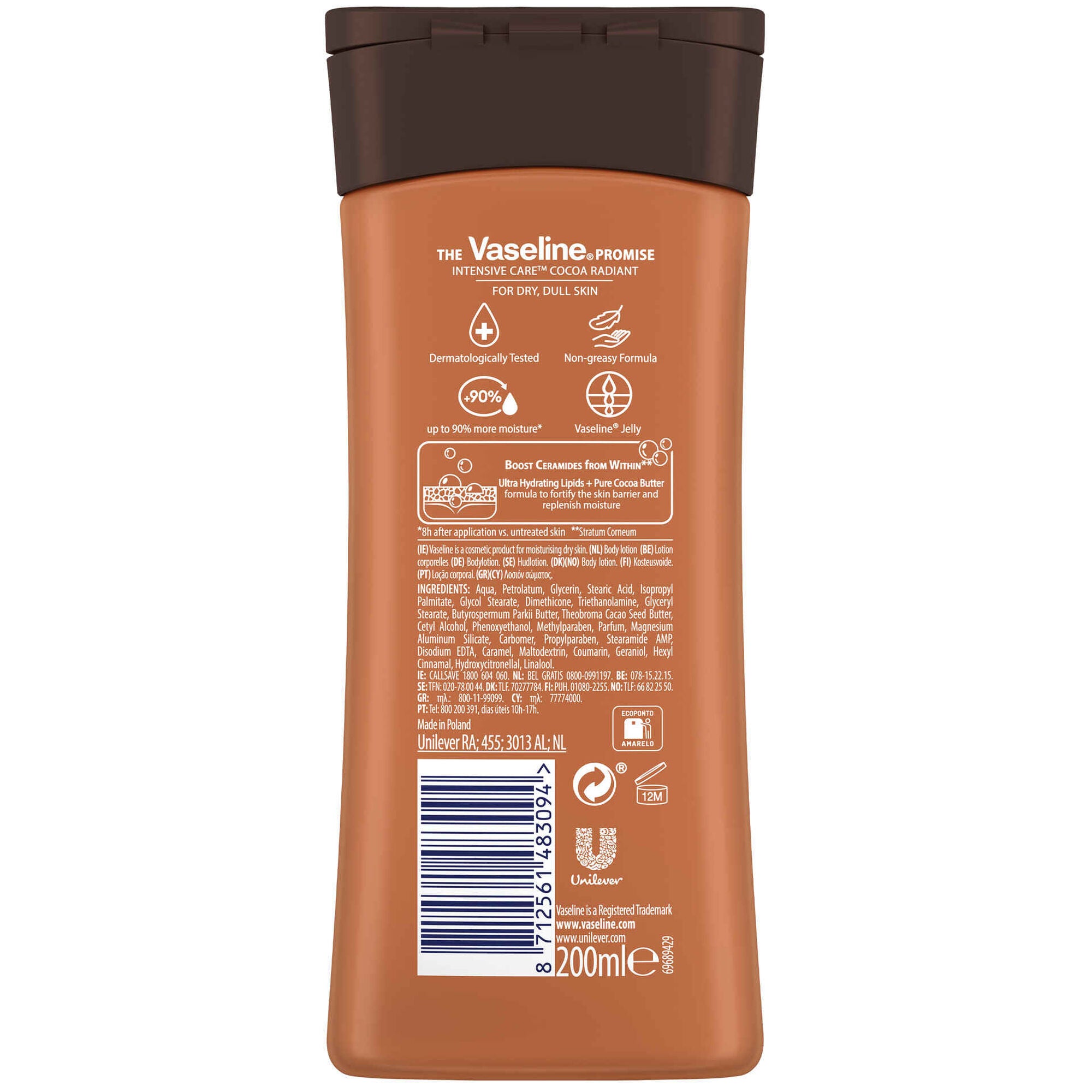 Loção Corporal Vaseline Cocoa Radiant 204 g 200 ml