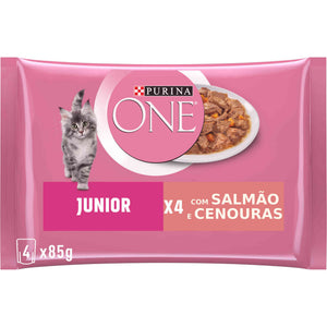 Purina One Comida Húmida para Gato Júnior Salmão Saquetas 4x85 g
