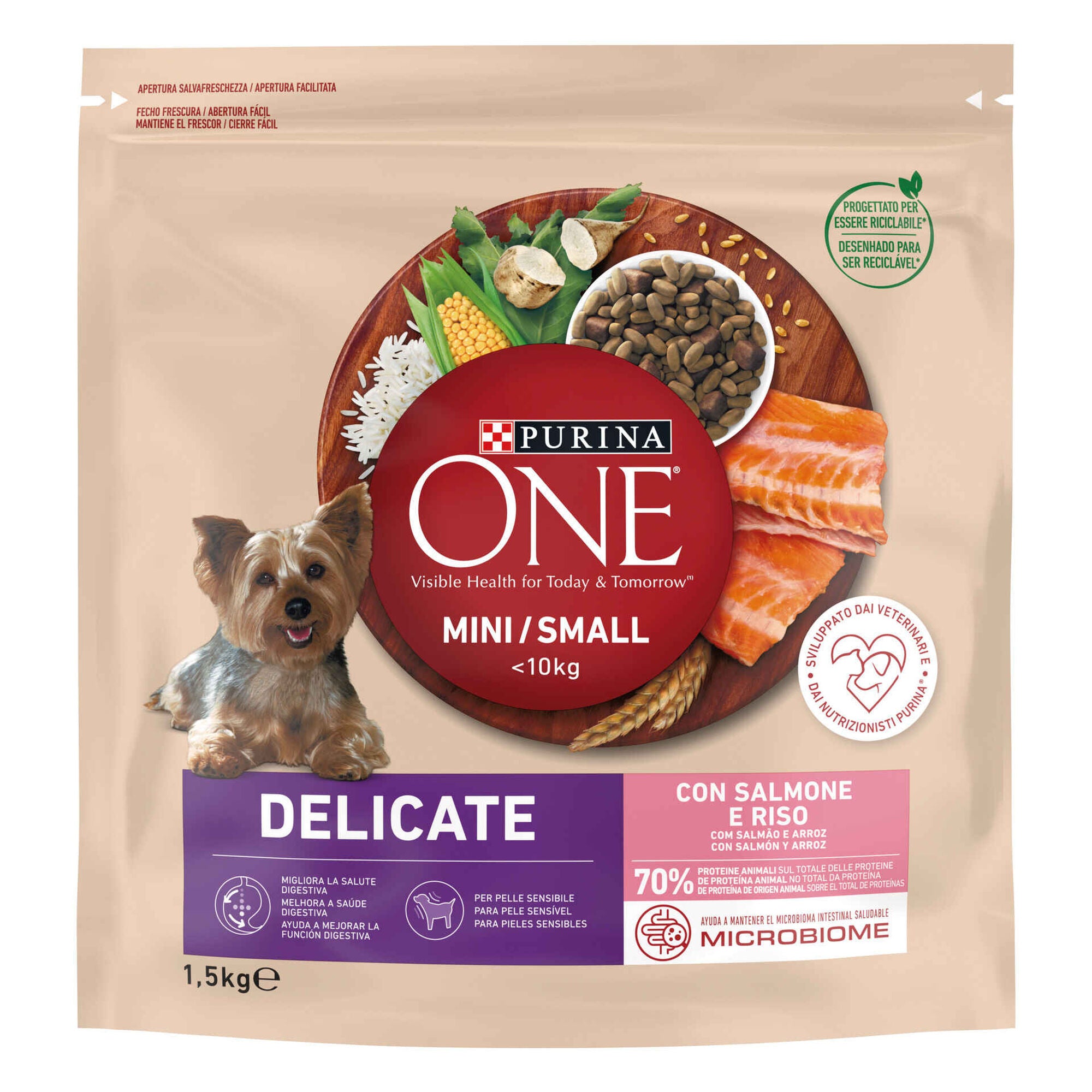 Purina One Mini Delicate Salmão e Arroz Cão Adulto 1,5 kg