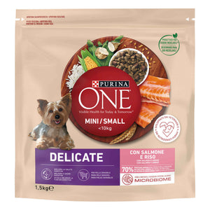 Purina One Mini Delicate Salmão e Arroz Cão Adulto 1,5 kg