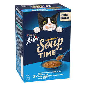 Purina Felix Soup Original para Gato Adulto, Seleção Peixe, 288 g 6x48 g