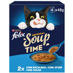Purina Felix Soup Original para Gato Adulto, Seleção Peixe, 288 g 6x48 g