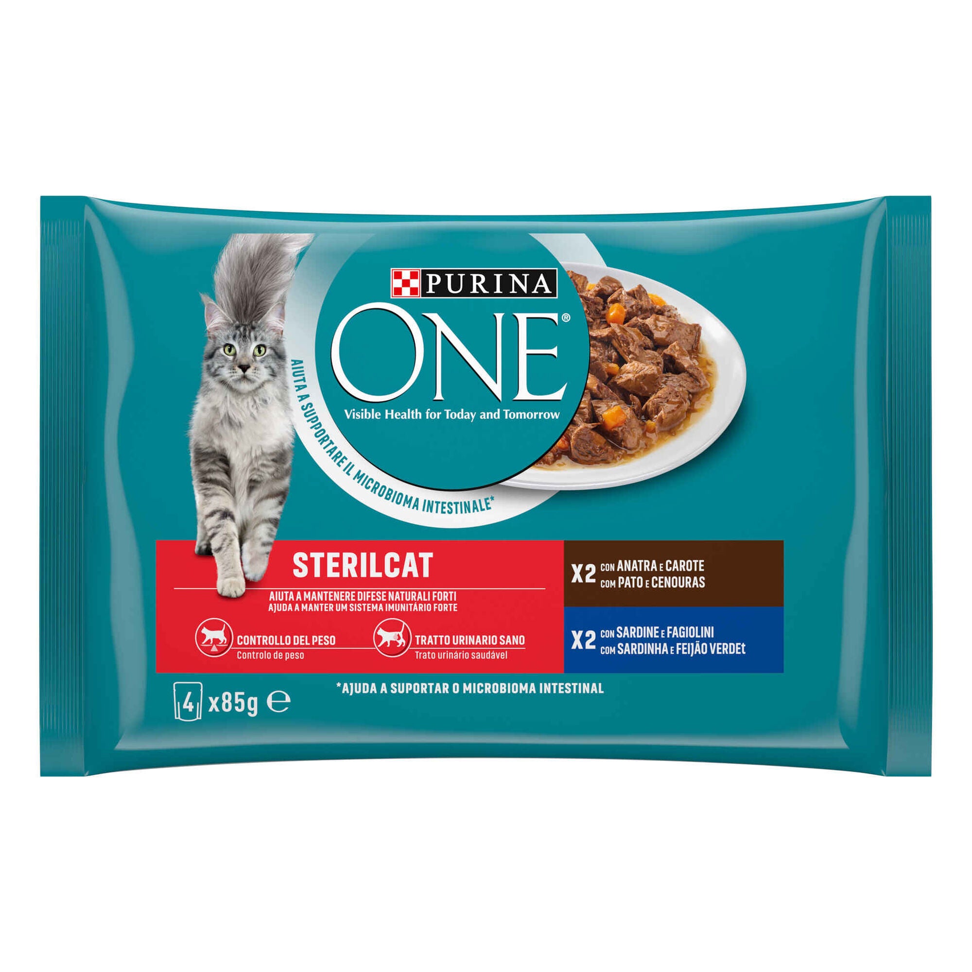 Purina One Sterilcat Alimento Húmido para Gato Esterilizado Sardinha 4x85 g