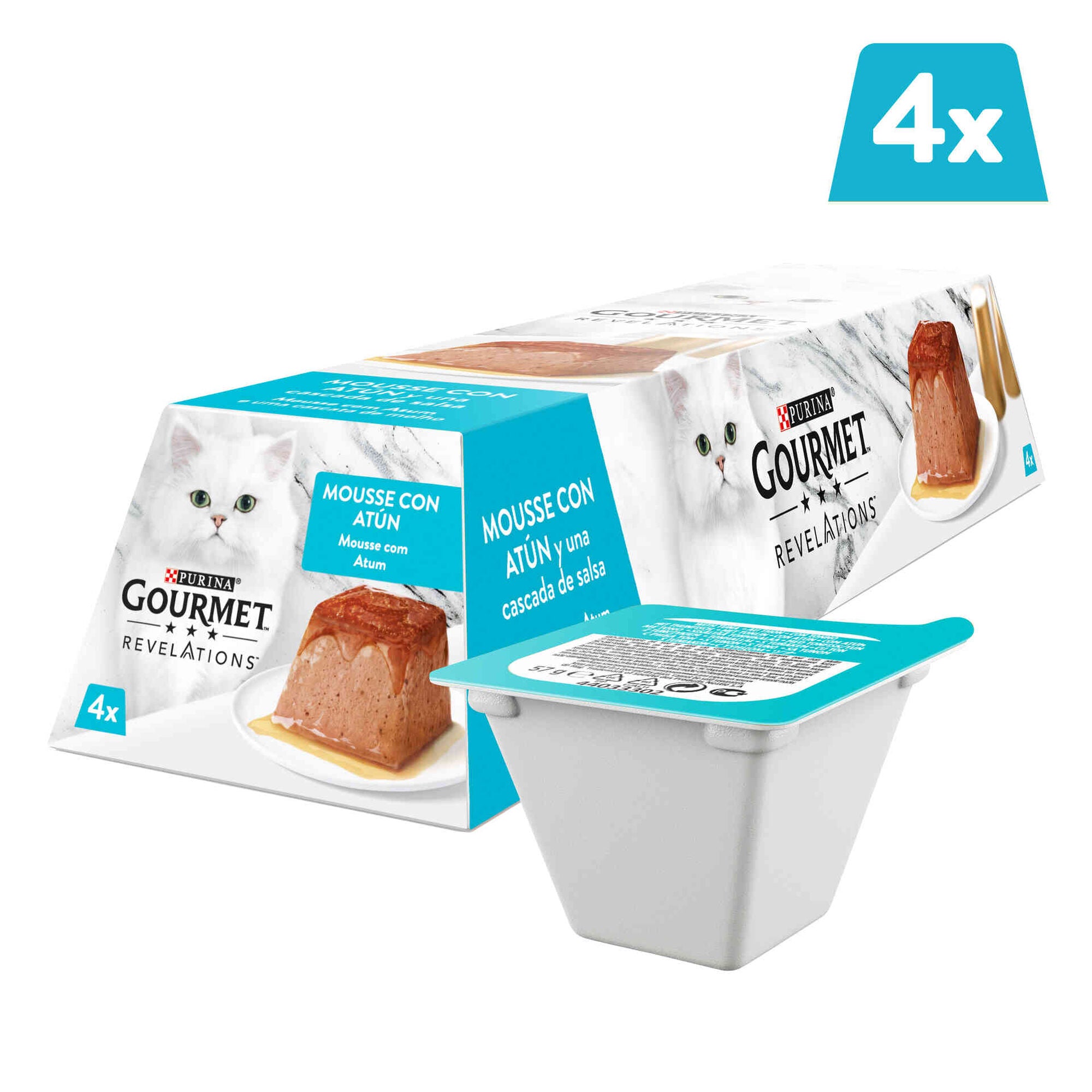 Purina Gourmet Revelations Mousse Atum Terrina para Gato Adulto 4x57 g