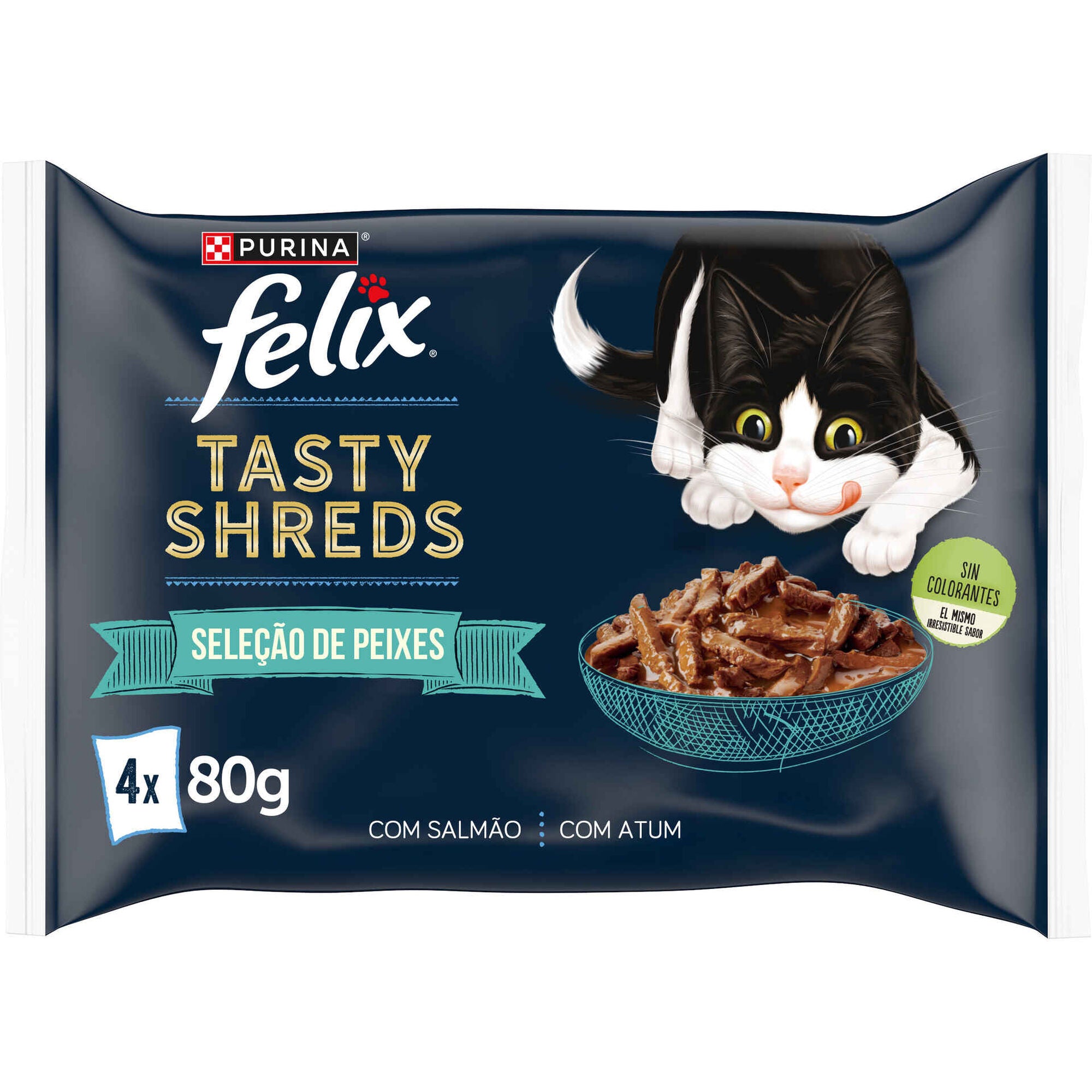 Comida Húmida para Gato Felix Tasty Shreds Seleção de Peixe 320 g 4x80 g