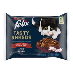 Comida Húmida para Gato Felix Tasty Shreds Seleção do Campo 320 g 4x80 g