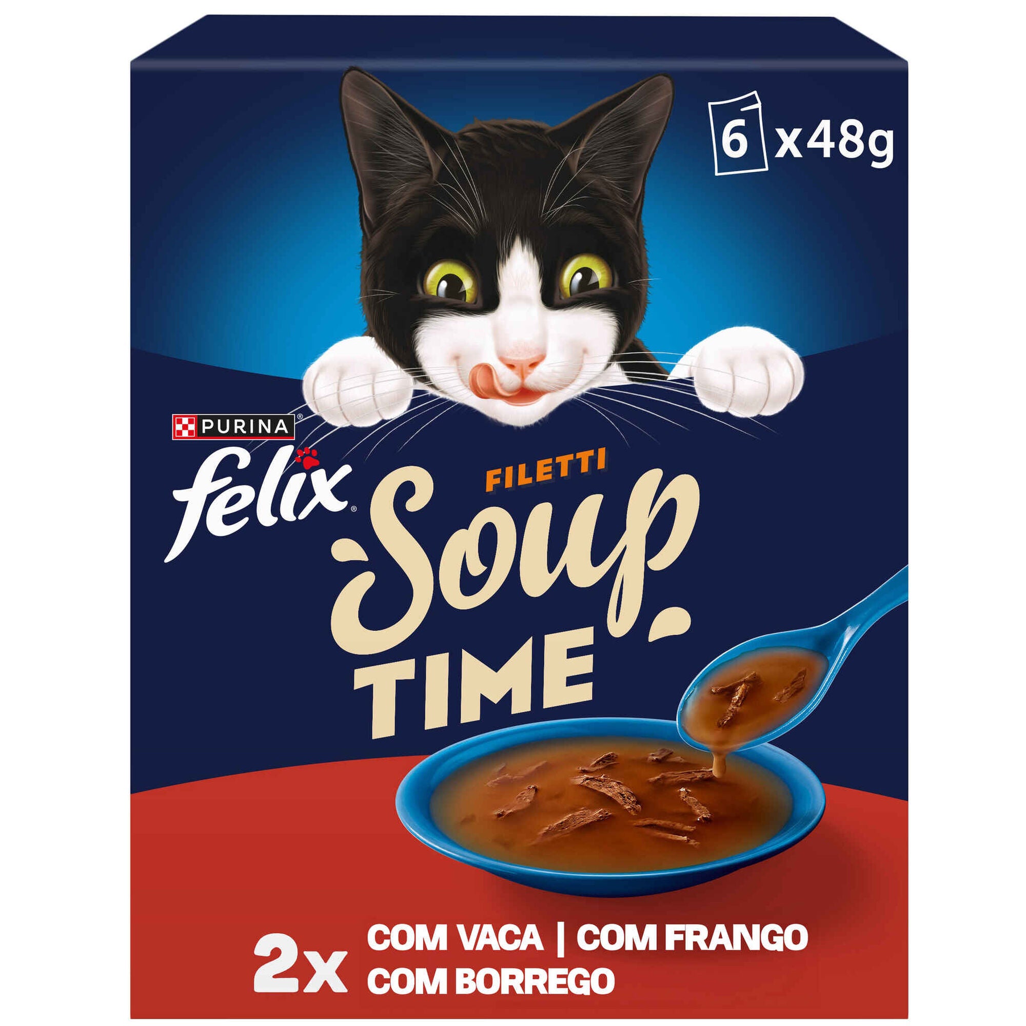 Purina Felix Soup Filetti Seleção do Campo para Gato, 6x48g