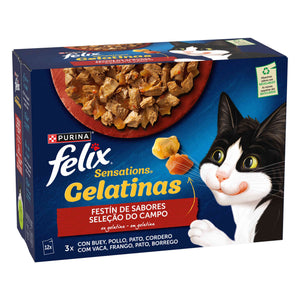 Purina Felix Sensations Gelatinas Gato, Saborosa Seleção 12x85g