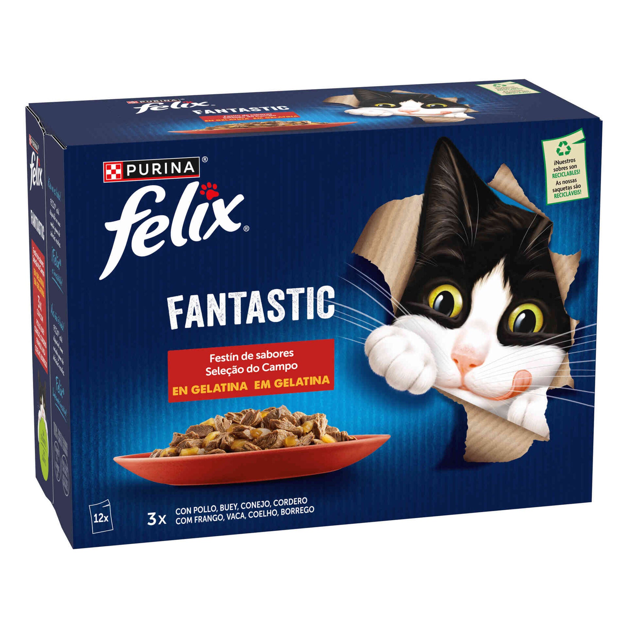 Purina Felix Fantastic Seleção do Campo em Gelatina para Gato 12x85g