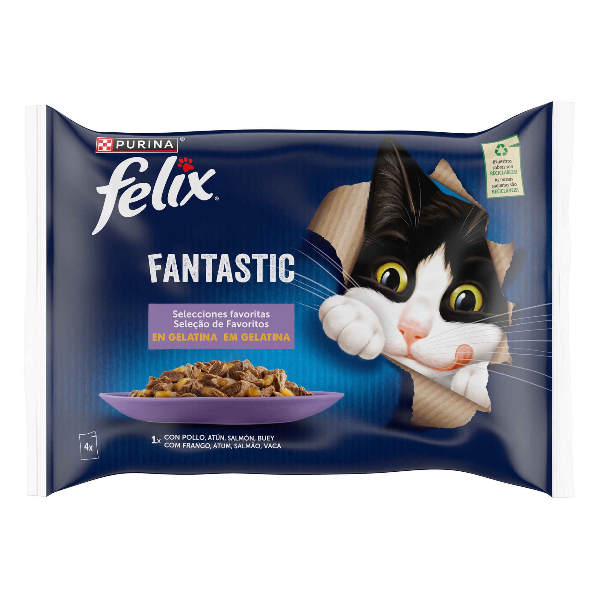 Purina Felix Fantastic Seleção de Favoritos em Gelatina 4x85g